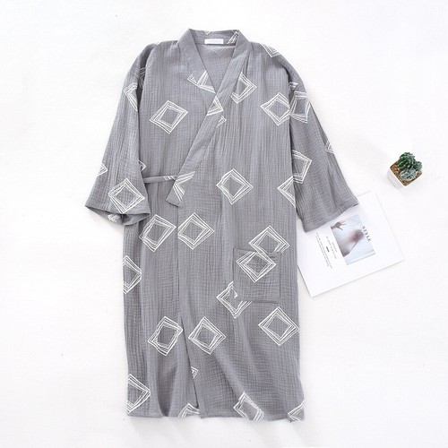 Japanische Baumwolle Yukata Pyjama Kimono Morgenmantel Bademantel Nachtwäsche Loungewear Unisex - Bild 5 von 15