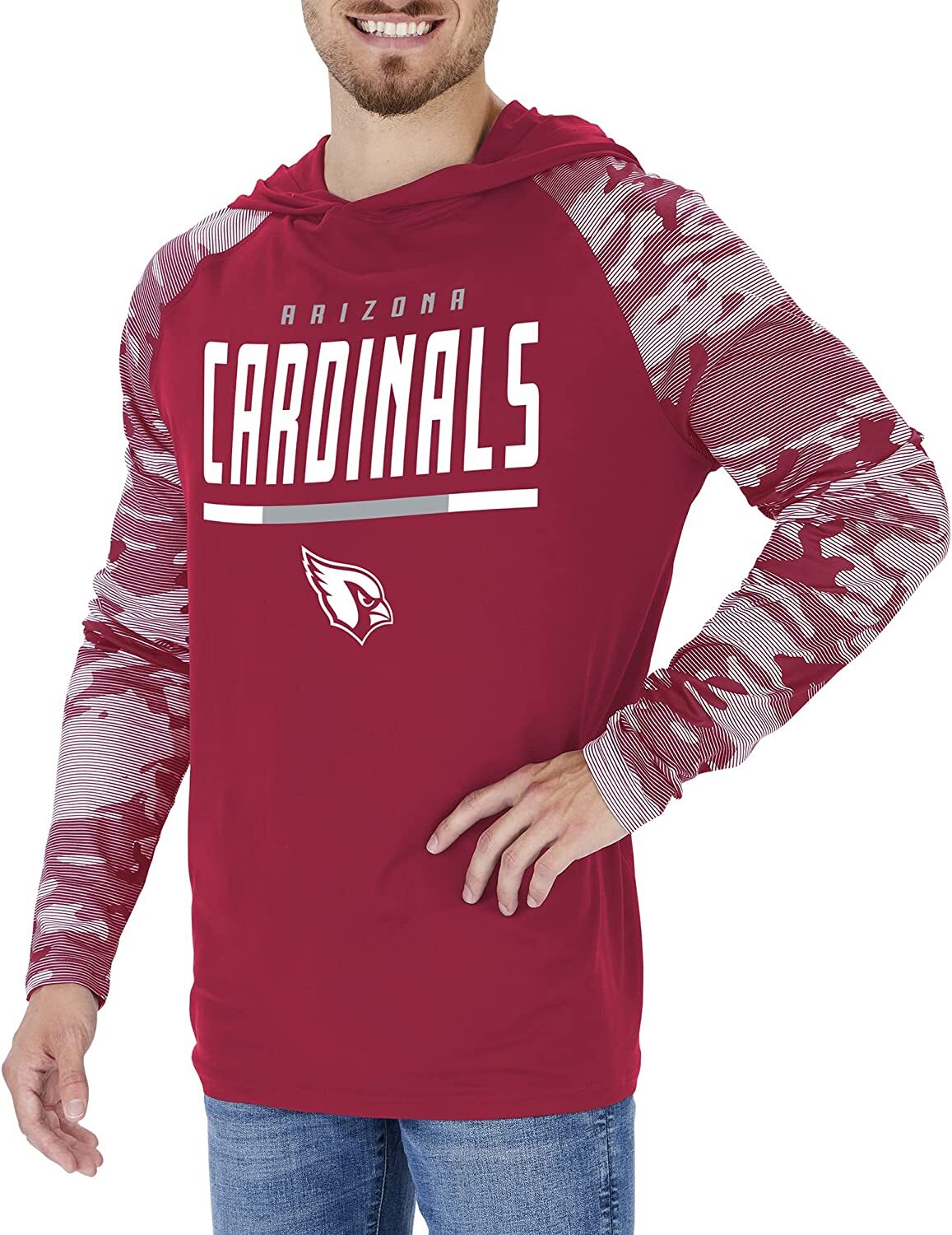 Толстовка с капюшоном цвета мужской команды NFL Zubaz Arizona Cardinals с рукавами командного камуфляжа