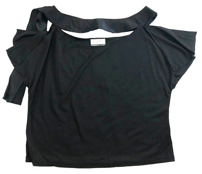 The Look by Randolph Duke Womens Top Sz L Black Tie-Neck Cut Shoulder NWT