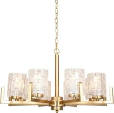 ALICE HOUSE 25.6" Dining Room 8 Light Chandelier, Brushed Brass Contemporary