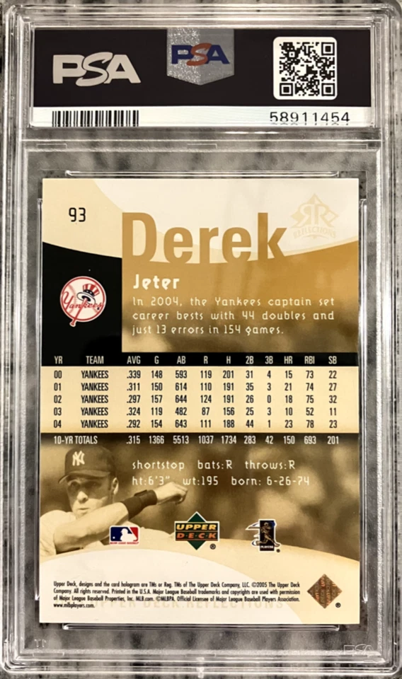 2005 U.D. BASEBALL REFLECTIONS DEREK JETER #93 PSA GRADED NM-MT "8' NY YANKEES - Image 2 of 2