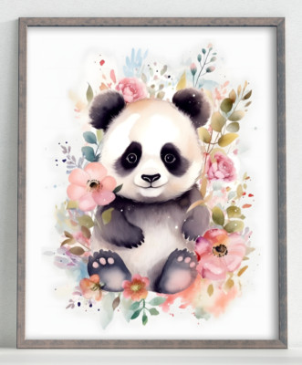 Nursery Wall Art Print, Panda Bear Kids Room Print, Baby Wall Decor ...