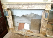 Antico camino pietra marmo Francia fine '800 con colonnine