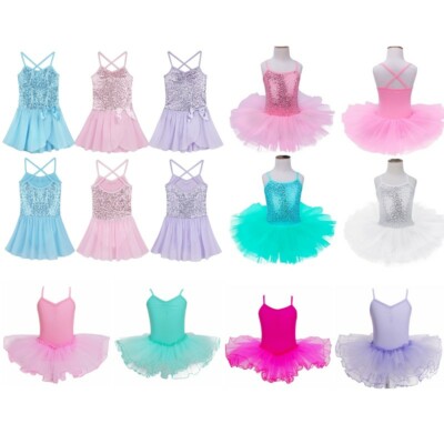 Girls Ballet Dance Dress Gymnastics Leotard Kid Tutu Skirt Performance Dancewear
