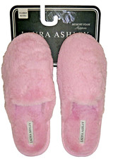 LAURA ASHLEY Memory Foam Flat Slippers Pink Plush Size XL  9.5-10.5 