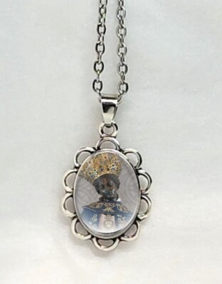 Our Lady Of Africa Picture Pendant Cabochon Saint Photo Jewelry w/ Necklace