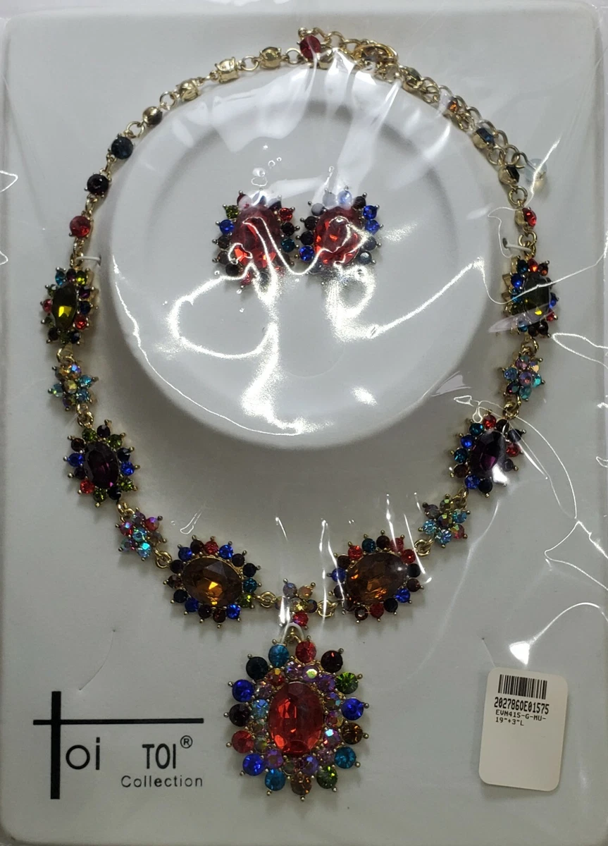 Beautiful Elegant Costume Jewelry MULTI COLOR Necklace and Earrings Set