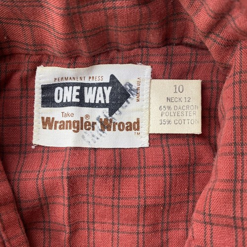 Vtg 70s Wrangler Wroad Pearl Snap Shirt Youth Size 10 Rockabilly Collared - Picture 3 of 4