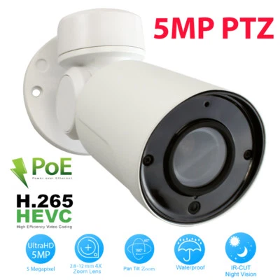 GW 5MP 1920P Pan Tilt Zoom HD IP PoE 4X Optical Zoom Security Bullet PTZ Camera