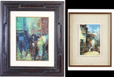 Cipriani D'Agostini Zurigo Como post impressionismo 2 quadri cornici coeve 900