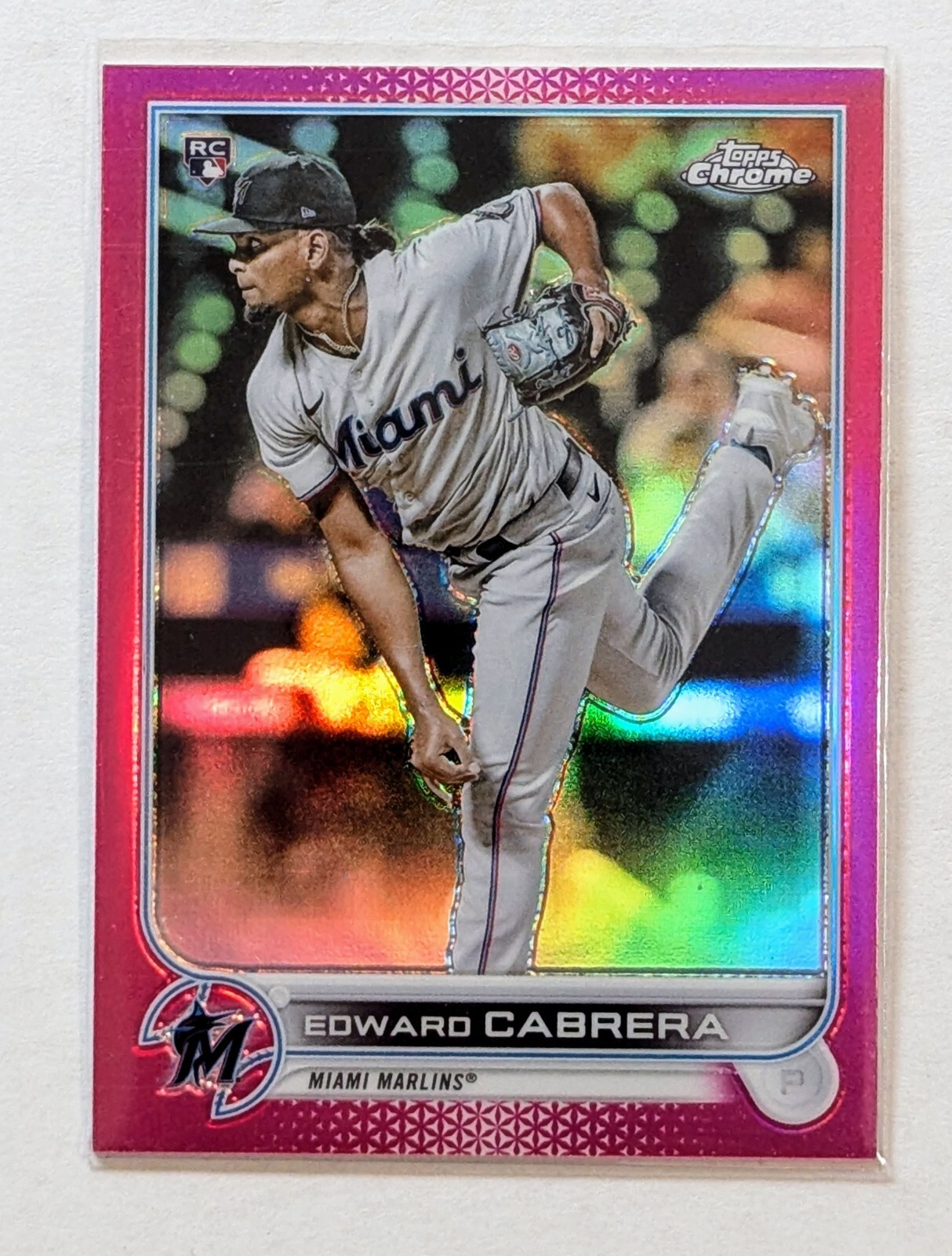 2022 Topps Chrome Edward Cabrera Magenta Refractor /399 RC #64 Miami Marlins