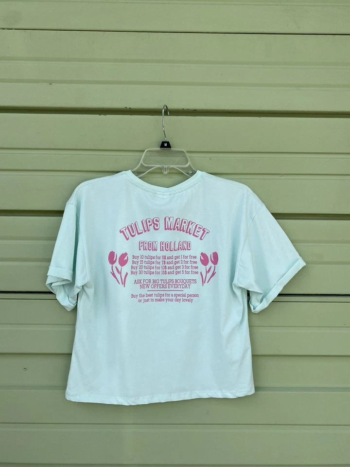 ZARA KIDS GIRL Green Printed Floral T-SHIRT ShortSleeve Size 13-14Y 4321a READ - Image 4 of 4