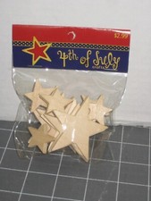 Wood Stars 6 pcs 1"  5 pcs 2" NIP 4th of July Crafts