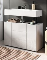 Waschbeckenunterschrank Weiß Hochglanz Badezimmer Unterschrank 82 X 56 Cm Larik