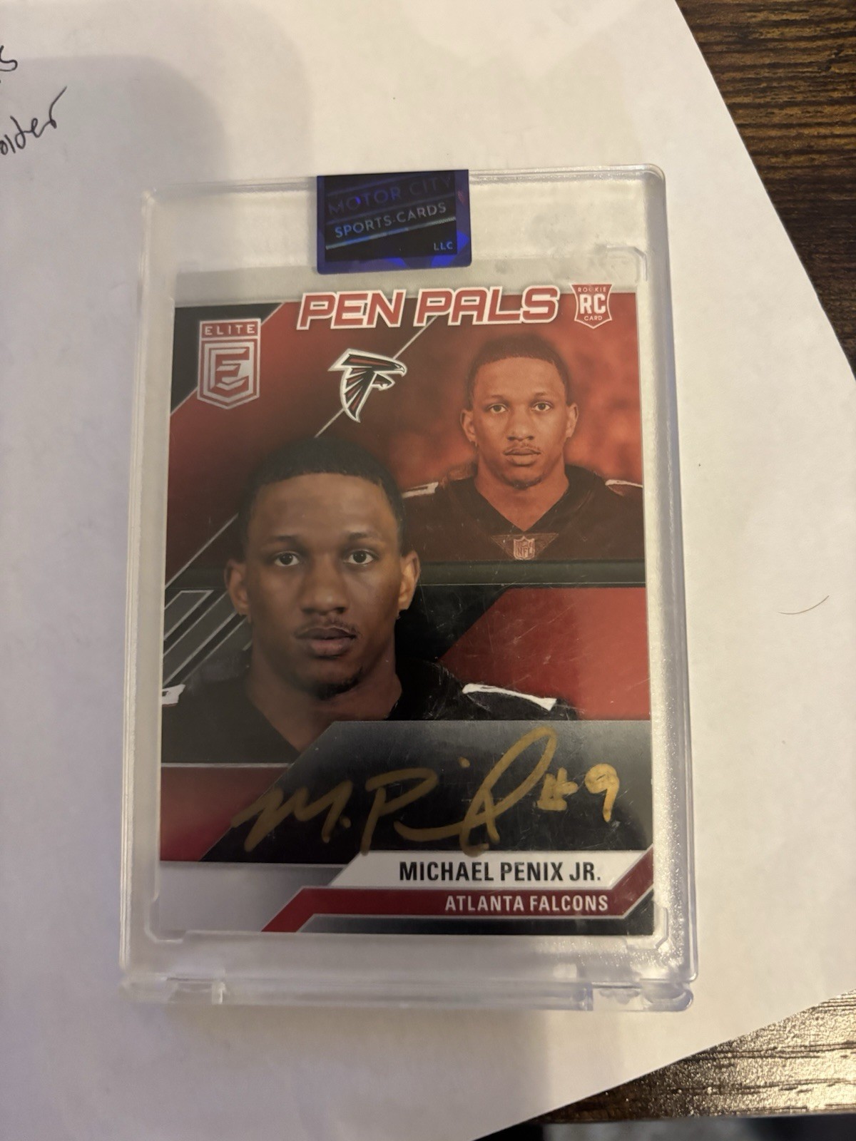 Michael Penix Panini Donruss Elite Pen Pals Variation #PALVMPE Black Gold Ink