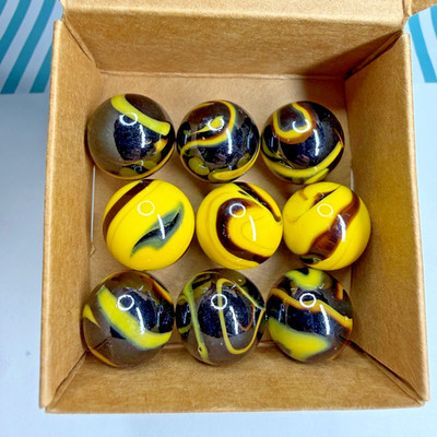 9 Lot Poison Frog Bumble Bee Marble Collection by Vintage Marbles 16mm 5/8''