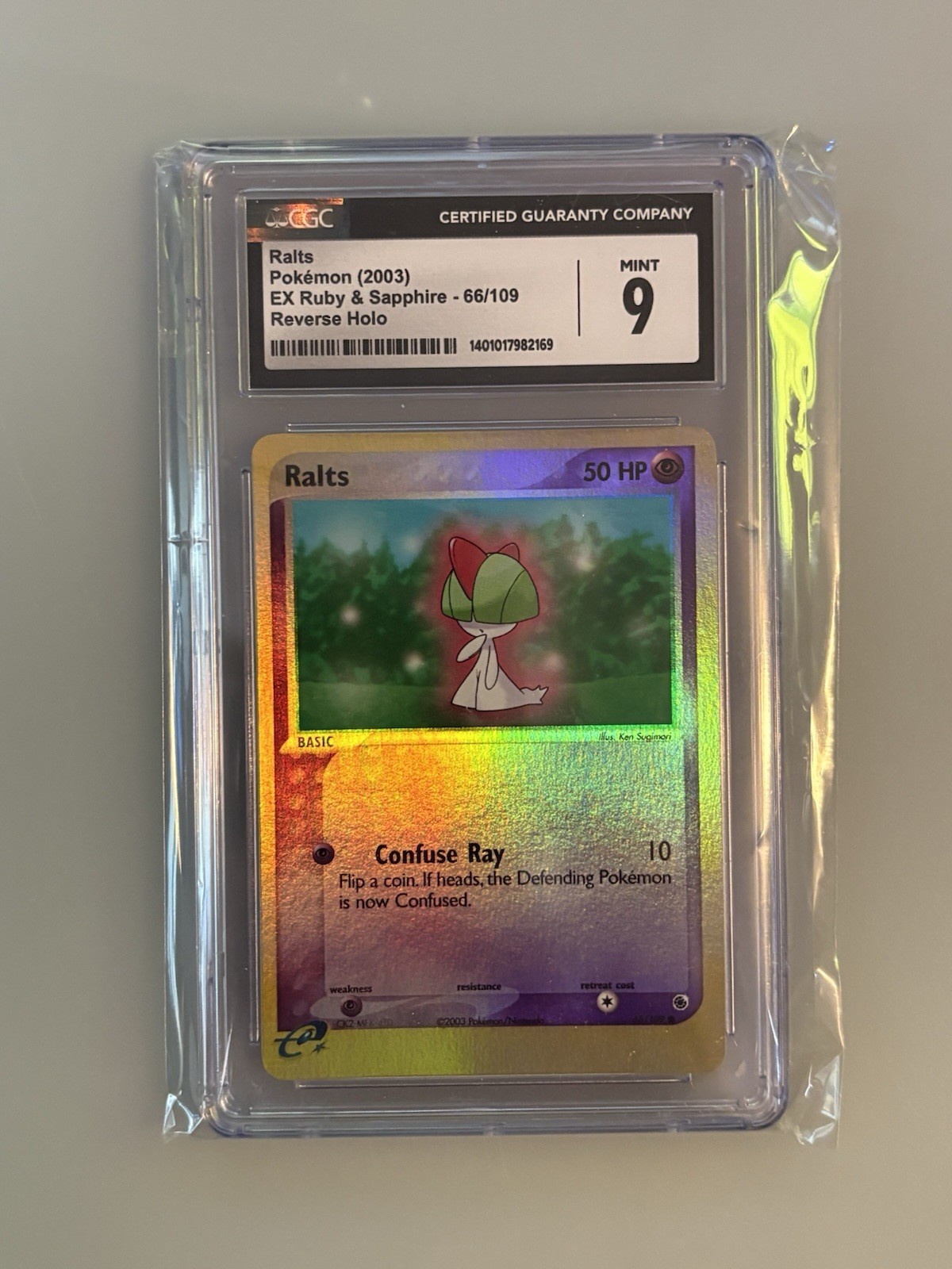 Ralts-Cgc  Mint 9 - 2003 EX - Ruby & Sapphire Reverse Holo -66/109