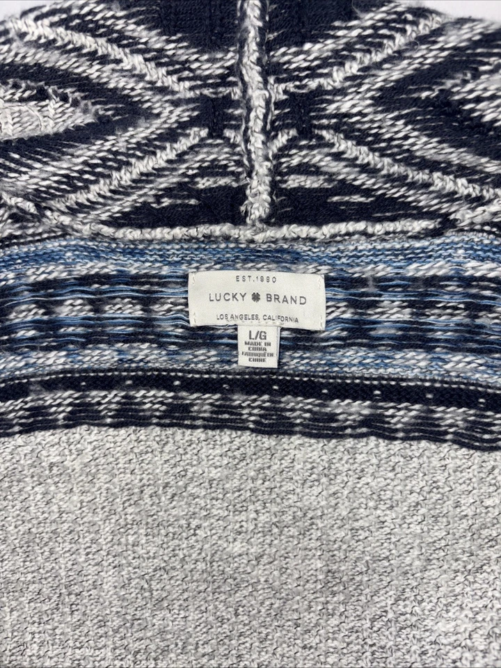 Lucky Brand Sweater Womens Large Aztec Cardigan Open Front Tribal Knit Boho - Image 3 of 4
