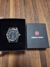 Victorinox Swiss Army Field Watch Men 40mm Black Dial Steel Date Round Brown