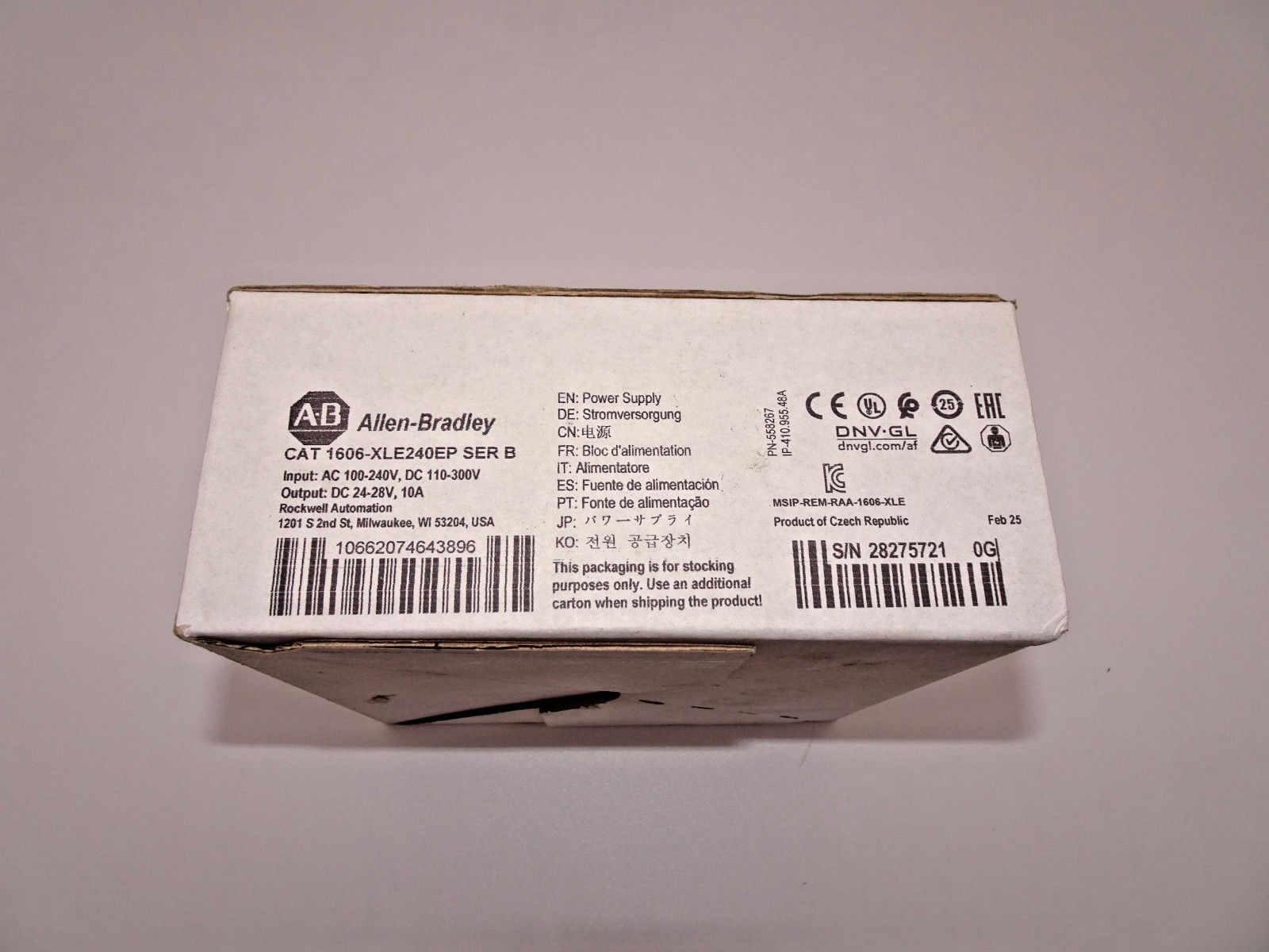 New In Box - Allen Bradley 1606-XLE240EP Power Supply 120/240V AC Input Voltage