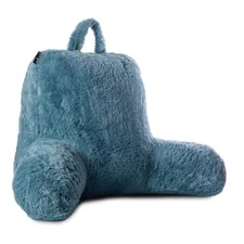  Reading Pillow, Sit Up Pillow for Bed, Back Rest Pillow, with Faux Fur, Grey