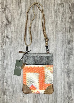 Myra Bag Small Crossbody Hair on Hide Woven Canvas Boho Shoulder Bag NWT