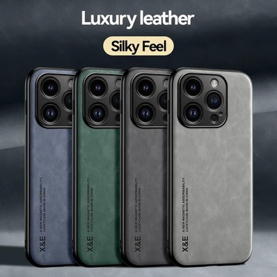 Magnetic Sheepskin Leather Phone Case Shockproof Matte Soft Bumper Cover