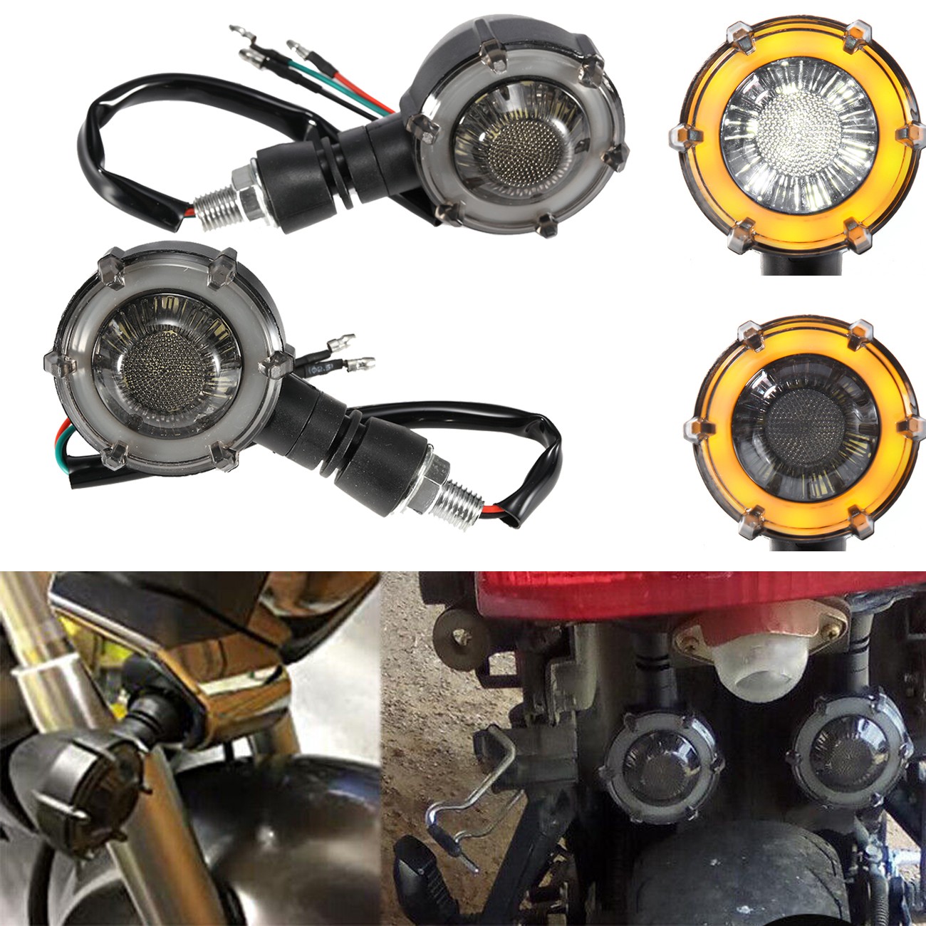 Motorcycle LED Bullet Turn Signals Blinker Lights For Kawasa
