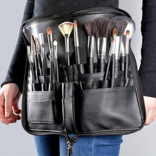 Borsa porta pennelli da trucco con cintura, organizer nero per pennelli da