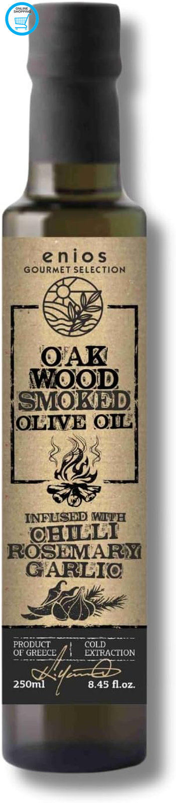 Oak Smoked Extra Virgin Olive Oil Infused with Garlic, Rosemary & Chilli 250Ml.