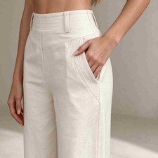 Women's High Waist Wide Leg Trousers Solid Color Polyester Casual Wear