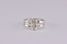Sterling Silver 11mm Rolled Back Open Faced Triple Band Ring 925 Sz: 9