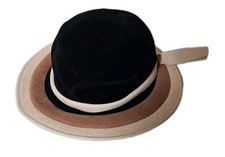 Mr John Jr Vintage Hat USA Union Made Black Brown Beige Cloche Mod