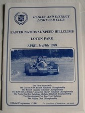 LOTON PARK 3/4 Apr 1988 EASTER SPEED HILL CLIMB Car Races Official Programme