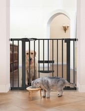 New Version Baby Gate with Cat Door Adjustable, 29-40" Metal Pet Door for Sta...