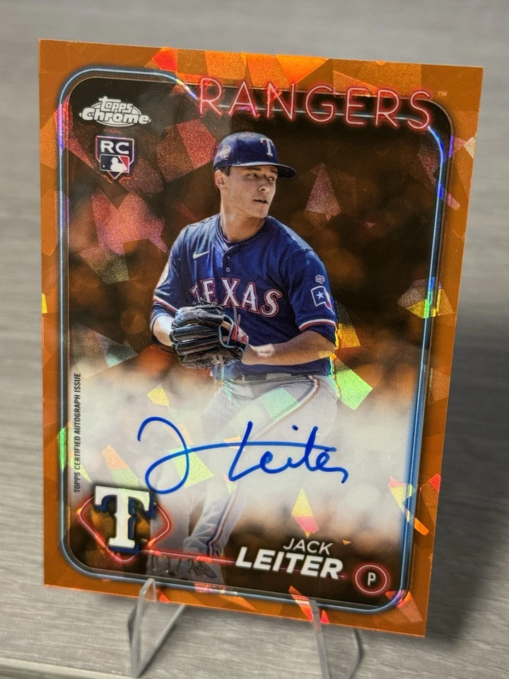 🔥⚾️JACK LEITER 2024 Topps Chrome Update Orange Sapphire Auto RC/25 #RANGERS⚾️🔥 - Image 2 of 4