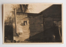 Petite tête cachée fenêtre cabane jardin - Photo ancienne snapshot