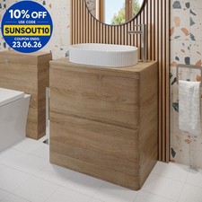 800mm Bathroom Countertop Vanity Unit Fluted Oval Basin Sink Freestanding Oak