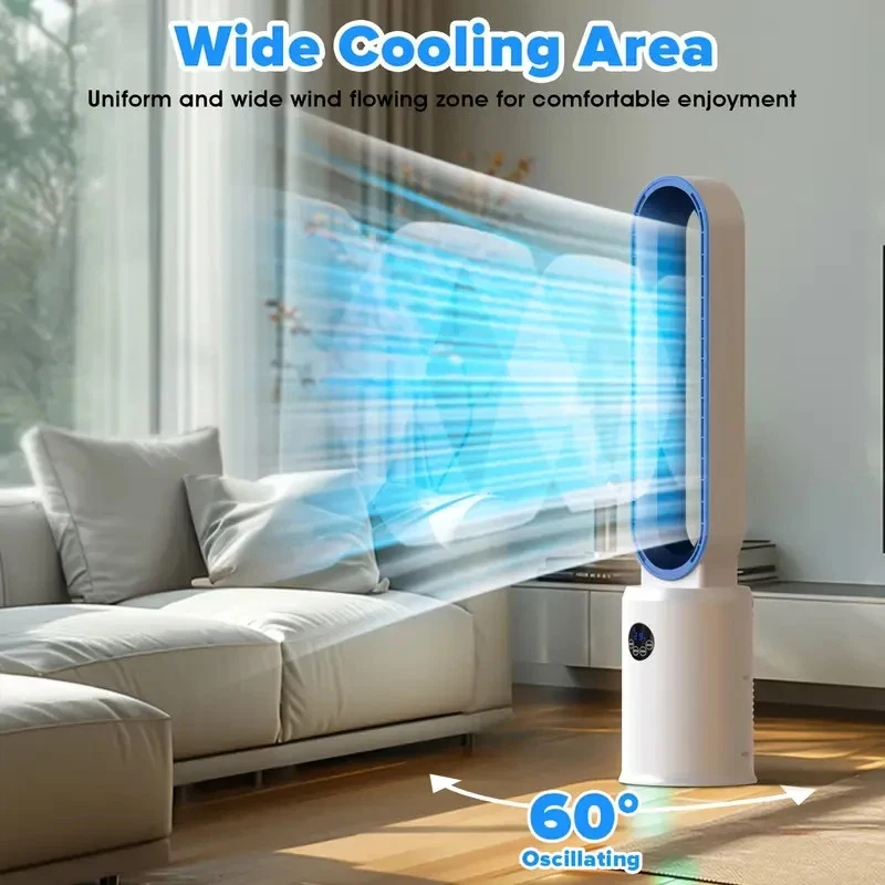 39-inch Bladeless Tower Fan With Remote Control (White + Grey) - Image 3 of 4