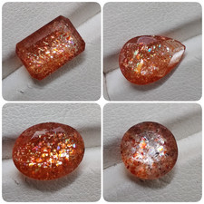 9.2ct Natural Flashy Sunstone 4pcs Set Mix Shape Multi Fire Loose Gemstone Lot