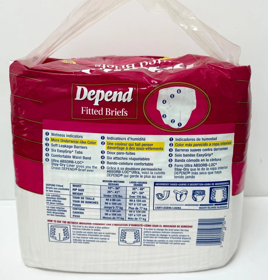 Calzoncillos ajustados vintage Depend 22 pañales medianos sellados 1996 Foto 2 de 2