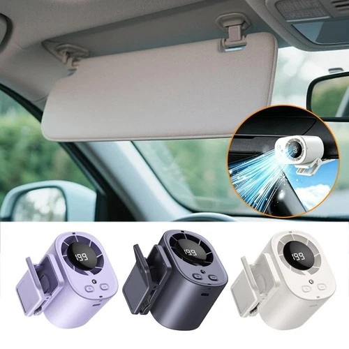 2026 Portable Clip On Car Cooling Fan 100 Speed USB Rechargeable Mini Fan(Beige)