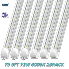 25PACK T8 8FT LED Tube Light 72W 6000K Linkable V Shape LED Shop Light Fixture