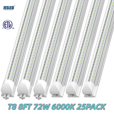 25PACK T8 8FT LED Tube Light 72W 6000K Linkable V Shape LED Shop Light Fixture