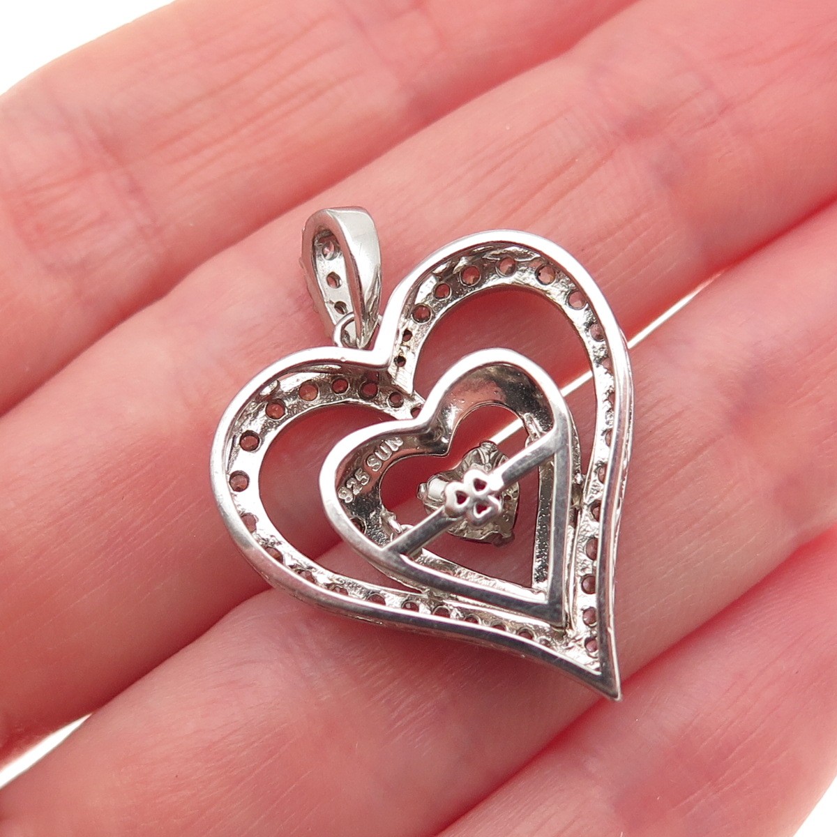 SUN 925 Sterling Silver Lab-Created Ruby & C Z He… - image 2