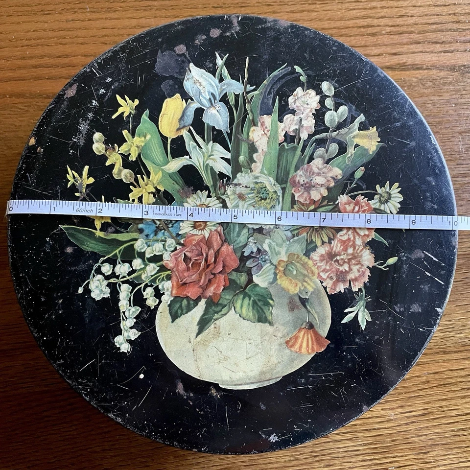 "Lata floral grande de 10"" de colección de nociones de costura CottageCore, GrannyCore, ShabbyChic" Foto 3 de 4