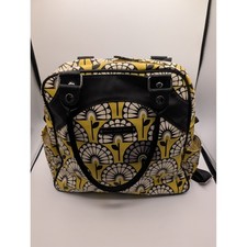 Petunia Pickle Bottom Boxy Backpack Diaper Bag Yellow Black Floral Glazed Canvas