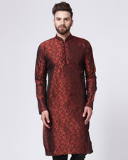 Floral Long Kurta with Mandarin Collar