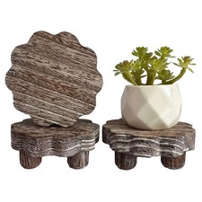 3 Pack Small Scalloped Wood Risers for Display ,Wooden Stands with Removable ...