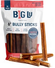 - 6 Jumbo Bully Sticks, 10 Count- Thick, Long-Lasting, Grass-Fed Beef Chews ...